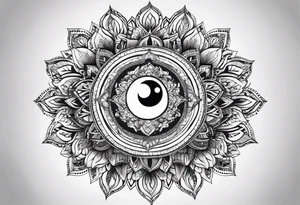 Mandala feather, incorporates music, birds, yin and yang, and water tattoo idea