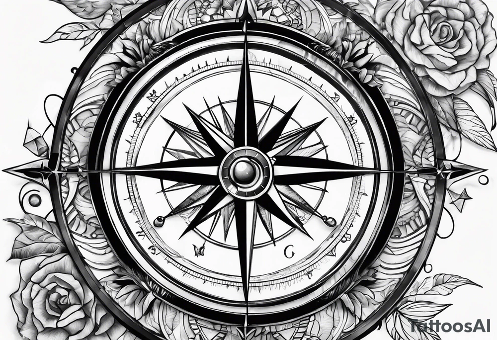 Modern Military Compass glass tattoo idea