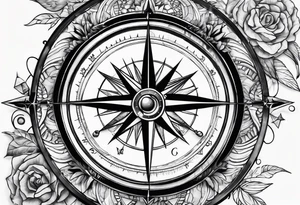 Modern Military Compass glass tattoo idea