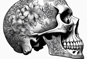 Male partial skull side view tattoo idea