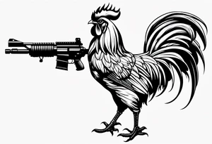 Rooster with a Machine gun tattoo idea