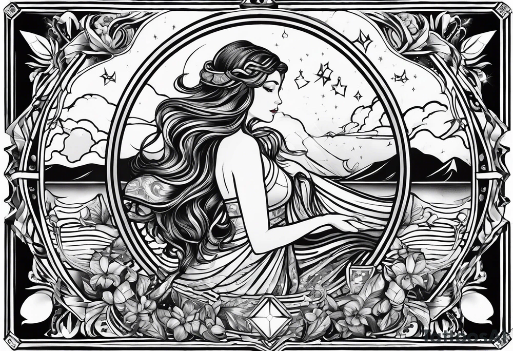 tarot card with Aquarius feeling tattoo idea