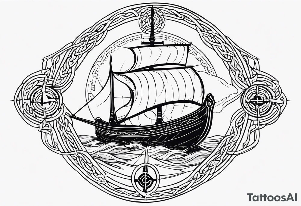 Viking longship, celtic rune compass, Yggdrasil tattoo idea