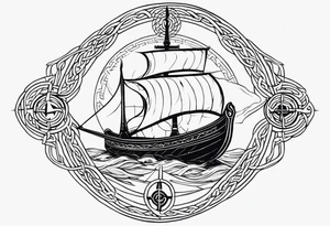 Viking longship, celtic rune compass, Yggdrasil tattoo idea