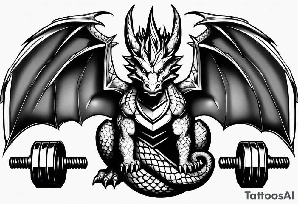 Simple Dragon dumbbell tattoo idea