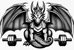 Simple Dragon dumbbell tattoo idea
