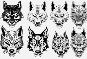 Japanese wolf mask tattoo idea