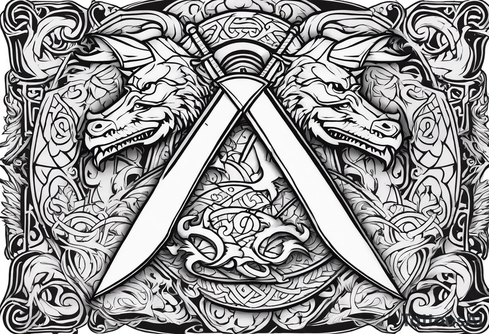 Viking valhalla sword shield dragon tattoo idea