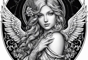 Angel with a Dove and Leonaro Da vinci tattoo idea
