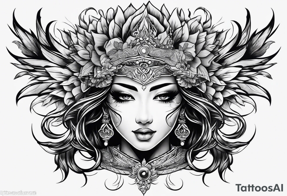 Fire covered face tattoo idea