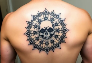 "Pepsi logo deconstructed into a sand mandala. Pixelated skull in center. Black and red ink, sacred geometry style, symmetrical." tattoo idea