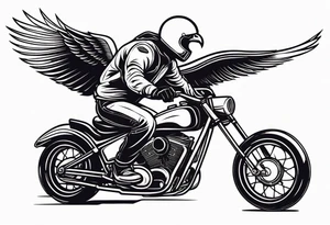 motorcycle speedway rider with an eagle flying over tattoo idea