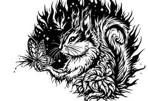 A Squirrel with a butterfly in hands tattoo idea