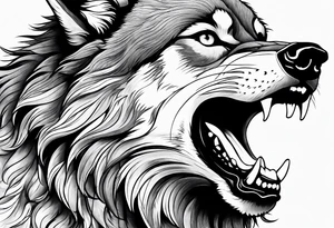 Howling angry wolf tattoo idea