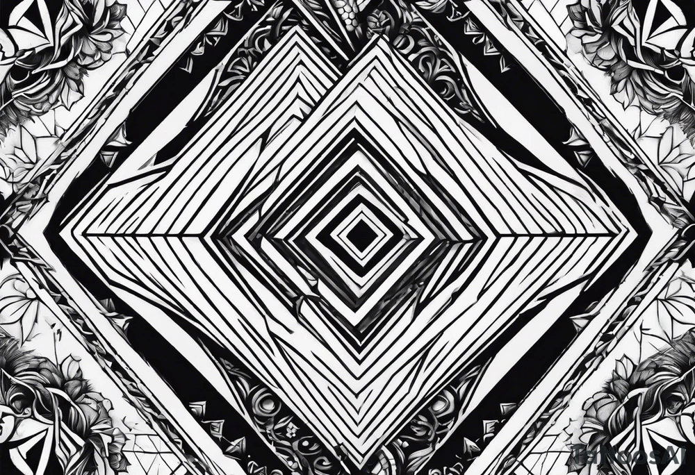 simple Dimond shape split in two halves tattoo idea