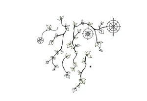 Ivy. Vines with wiccan symbols and zodiac signs tattoo idea