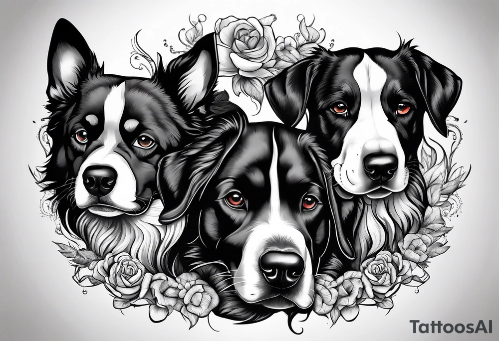 Dog with three heads tattoo idea