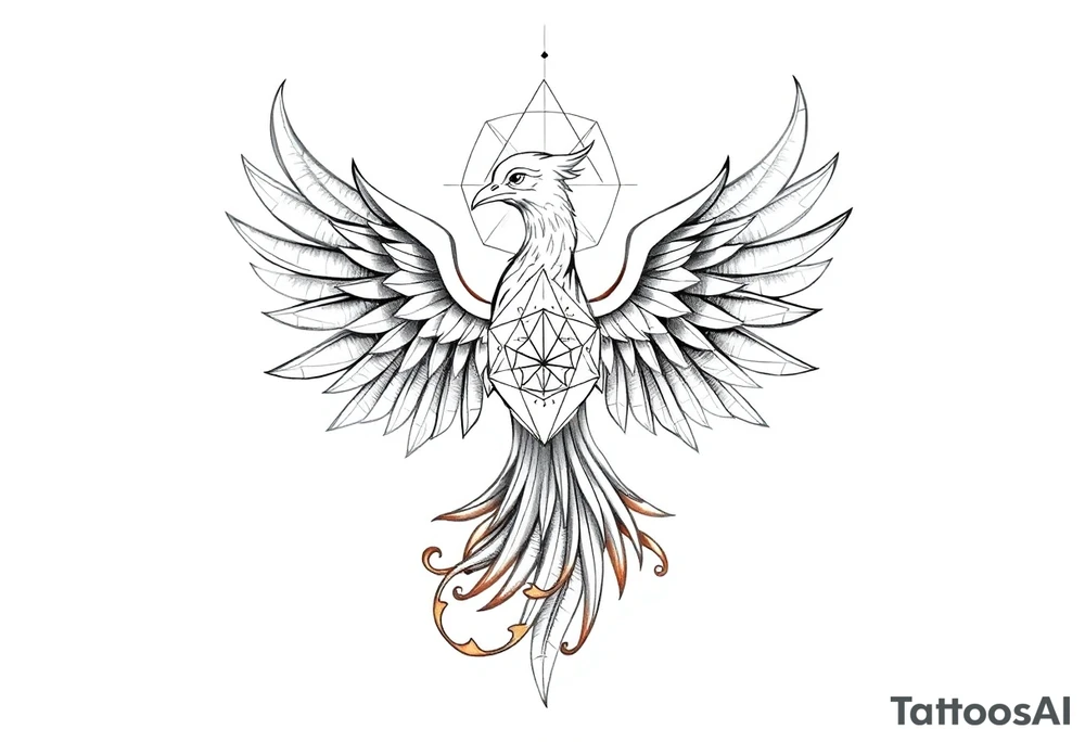 holy geometry phoenix tattoo idea