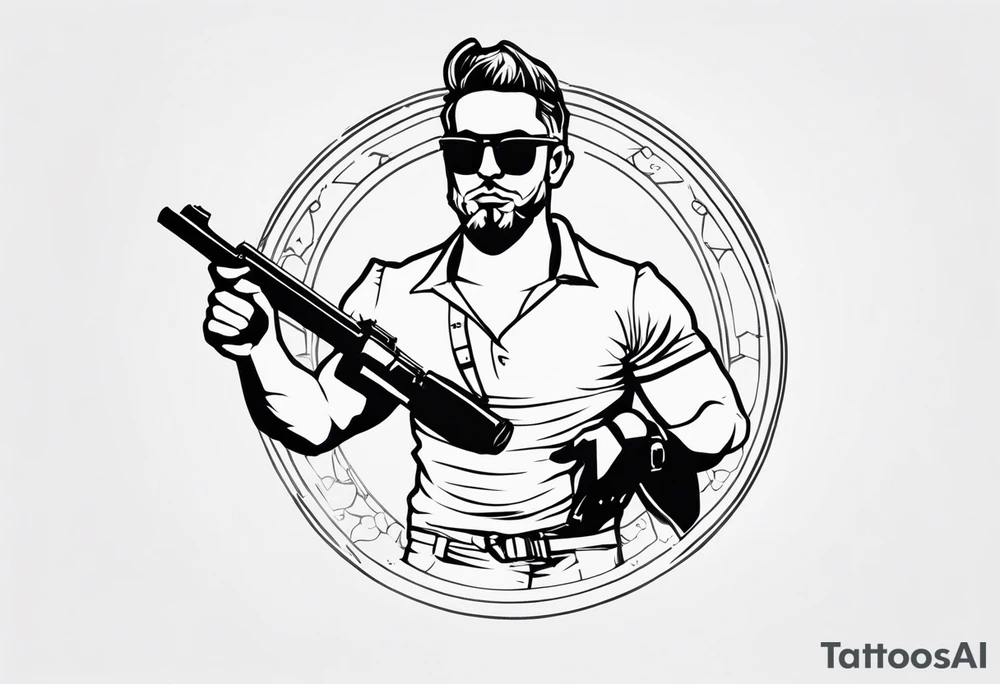 capricorn man with sunglasses and gun tattoo idea