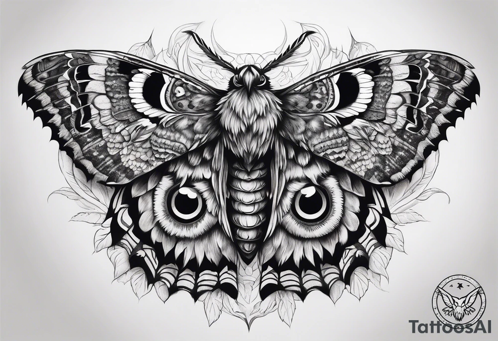 Dead head moth with owl eyes tattoo idea