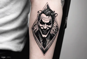 a tattoo that fill up the outside of the whole forearm with joker tattoo idea