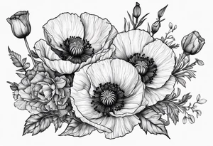 Poppy and larkspur tattoo idea