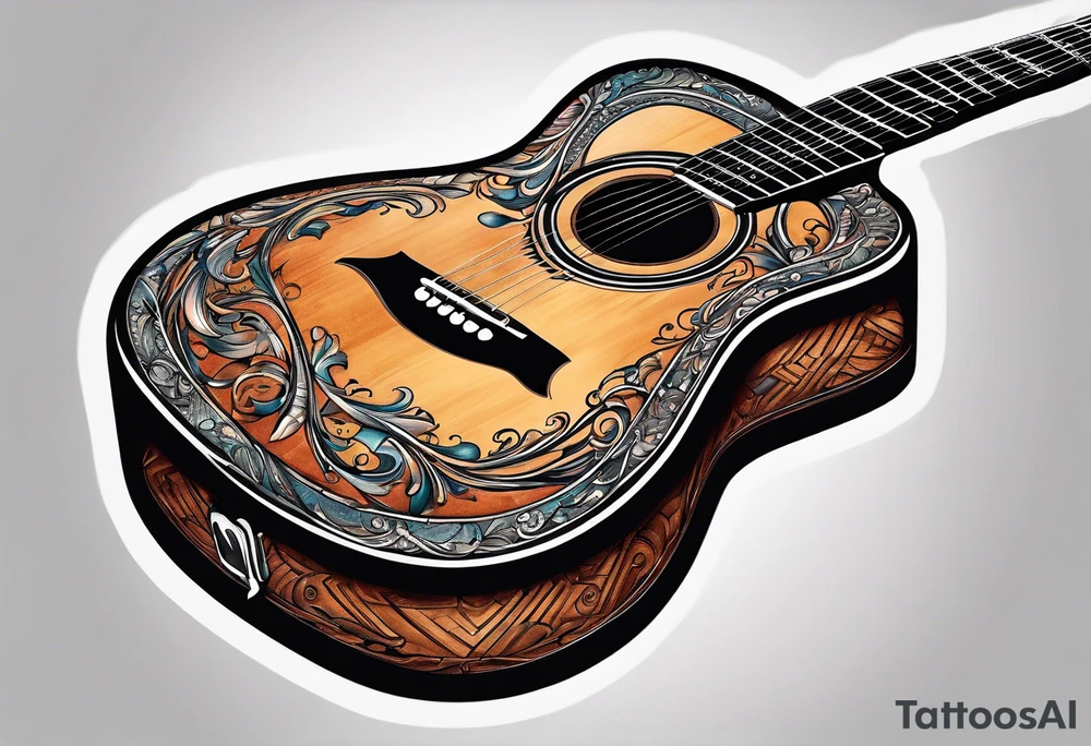 Acoustic guitar design tattoo idea