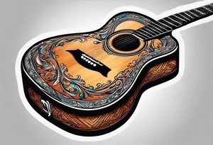 Acoustic guitar design tattoo idea