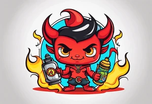 cute devil boy holding a time bomb tattoo idea