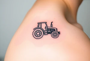 A stylized tractor made of mechanical gears, showing the strength and engineering behind farming machinery tattoo idea