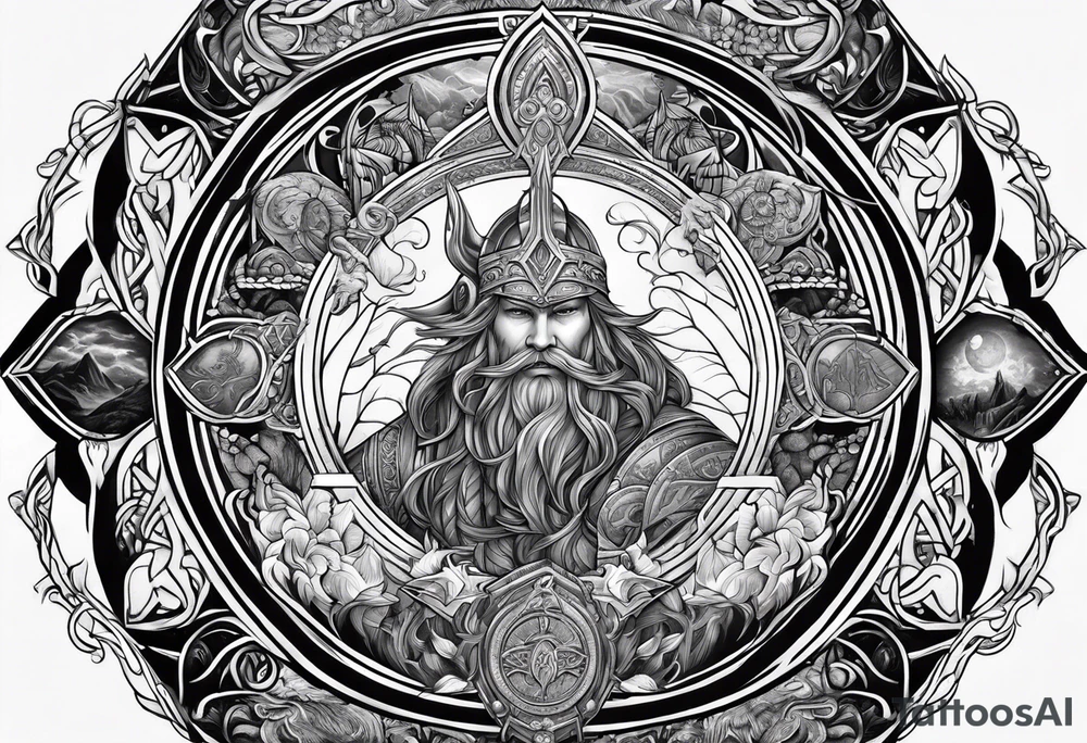 9 realms Norse mythology tattoo idea
