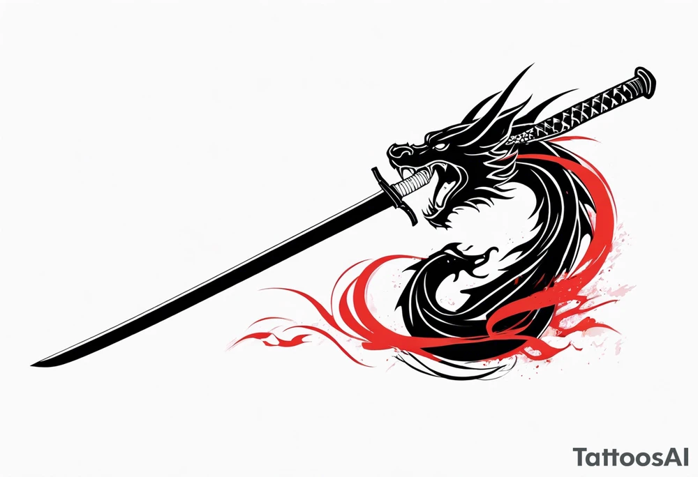 Katana sword with a dragon tattoo idea