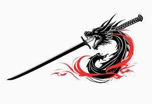 Katana sword with a dragon tattoo idea