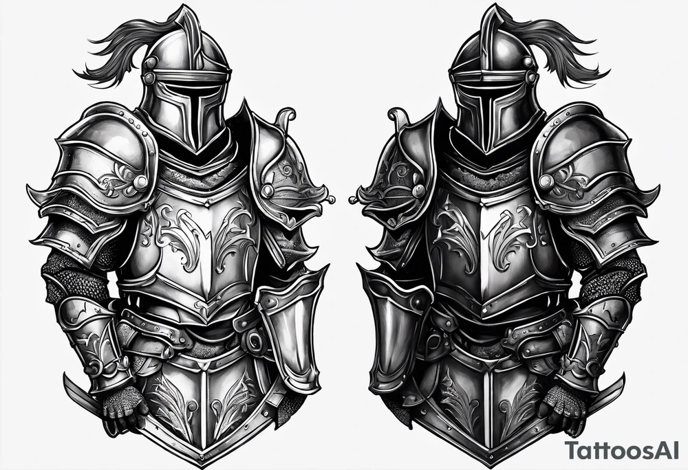knight with heavy armor with less detail tattoo idea