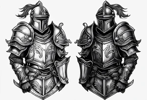 knight with heavy armor with less detail tattoo idea