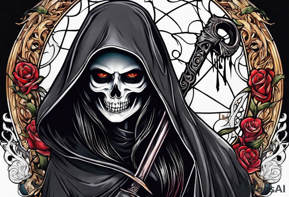 lady grim reaper tattoo idea