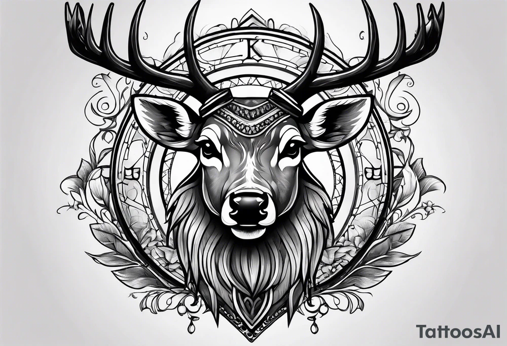 A deer baring fangs tattoo idea