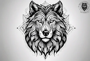 Leão poderoso e majestoso com águia poderosa e observadora juntamente com lobo solitário no braço todo tattoo idea