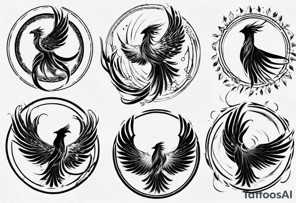 Phoenix in circles tattoo idea