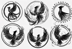 Phoenix in circles tattoo idea