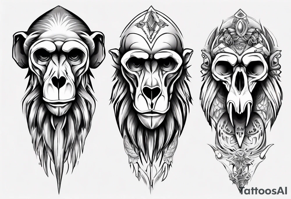 baboon skull tattoo idea