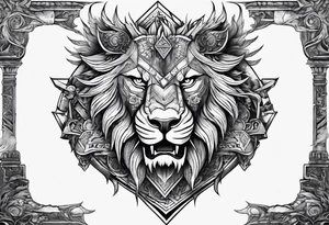 Valhalla sword shield  axe lion dragon 
Valknut  ruins tattoo idea
