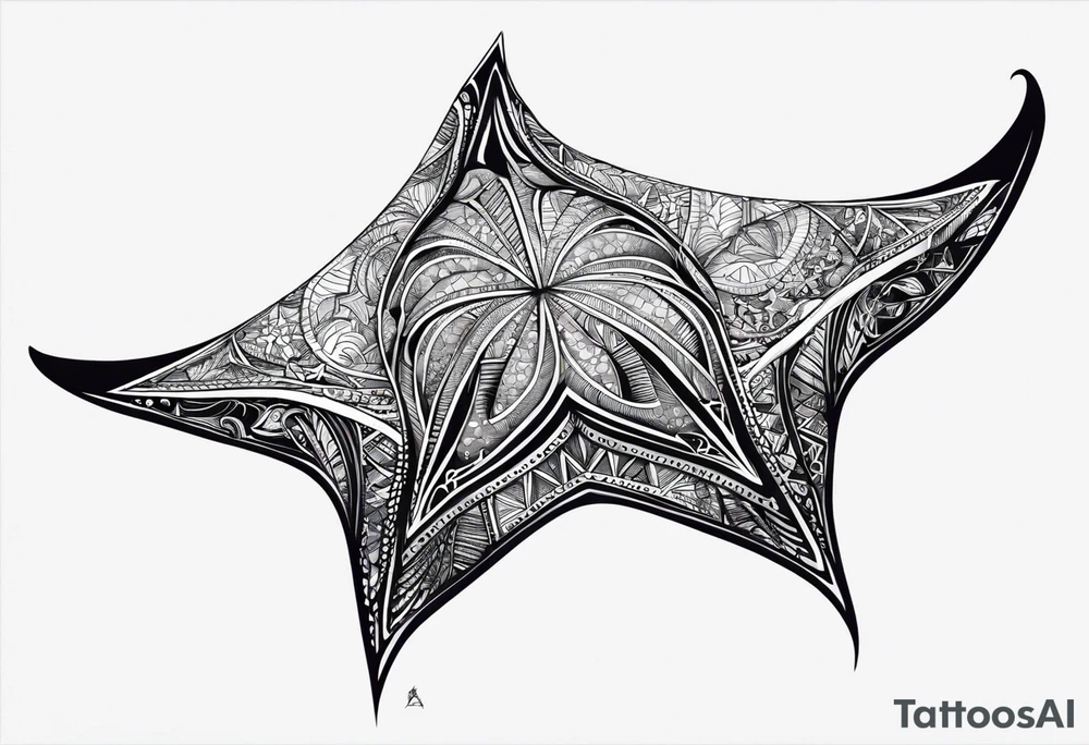 A manta ray with a sea star as a tribal tattoo or an abstract geometric tattoo A smaller tattoo for female forearm or wrist tattoo idea