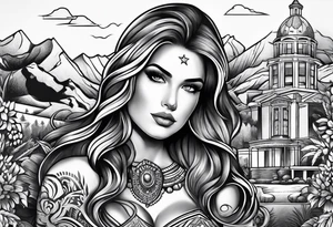 Sleeve with a Texas theme tattoo idea