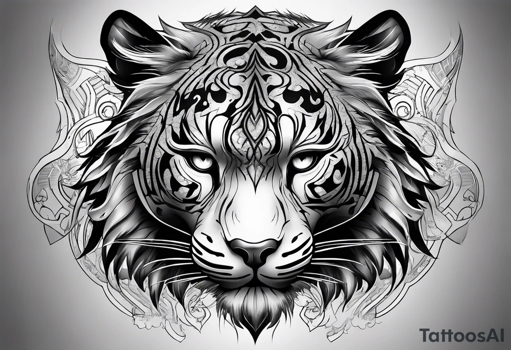 Loup tigre tattoo idea