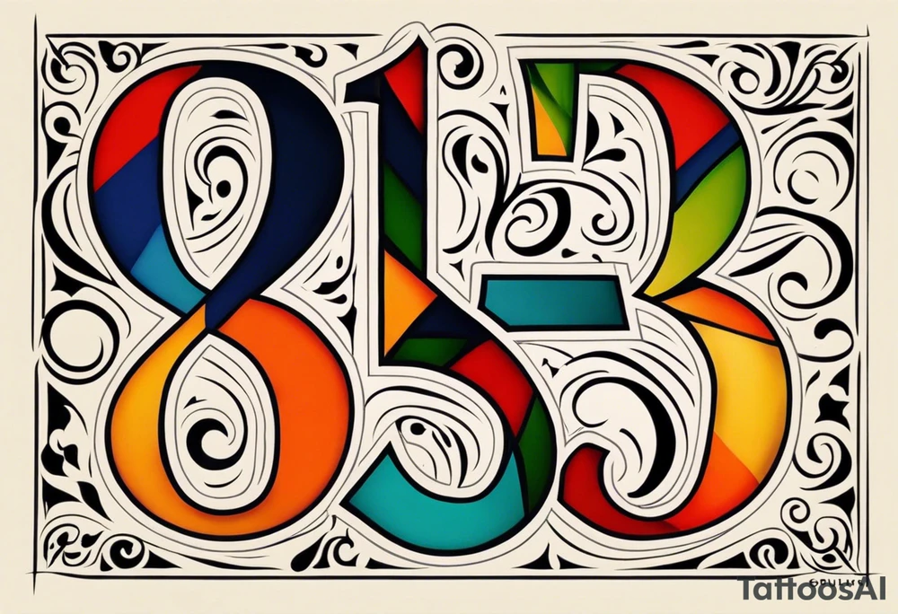 I would like a tattoo design featuring the number '13' in a colorful old school style. The tattoo should be approximately 7-8 centimeters in size. It symbolizes the date my daughter was born. Please make it bold and vibrant, with classic old school elements like shading, outlines, and maybe some subtle details that hint at a lucky or meaningful number. tattoo idea