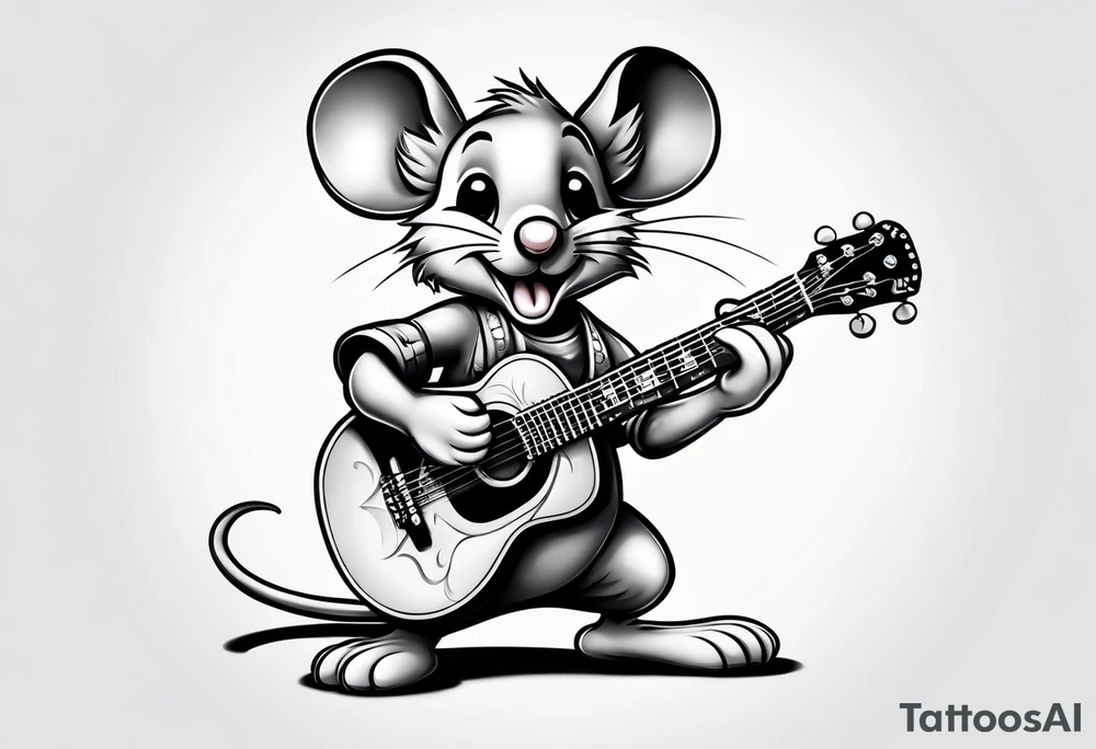 cartoon mouse playing guitar
american traditional tattoo idea