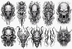 lovecraft monster for arms and forearms tattoo idea