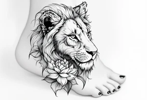 Lioness and lotus flower tattoo idea