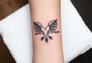 Aries zodiac sign with boho arrow and feathers tattoo idea